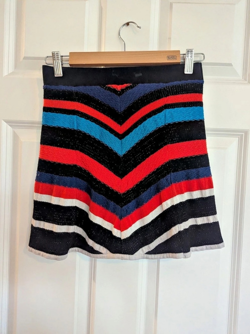 Free People My Girl Chevron Stripe Skirt in Black & Red